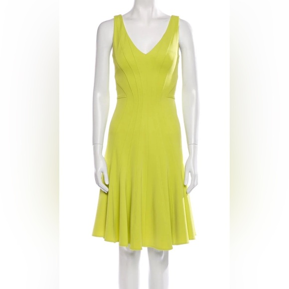 ZAC Zac Posen Size 4 Chartreuse Dress - Picture 1 of 16
